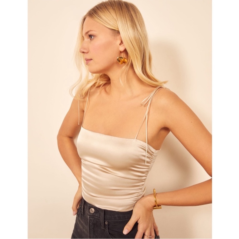 Reformation Lucrezia Silk Top in Ivory size 0